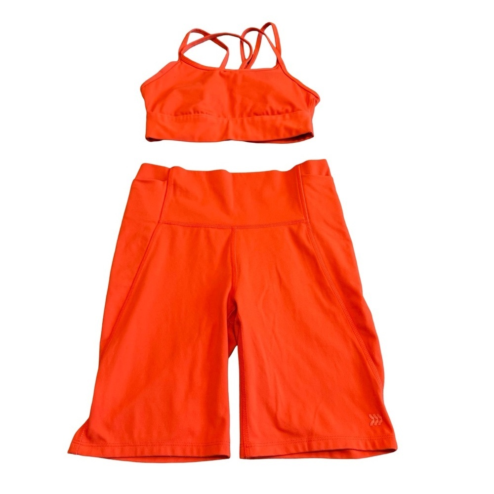 All In Motion Two Piece Workout Outfit Stretch Bright Orange Gym Active Size XS